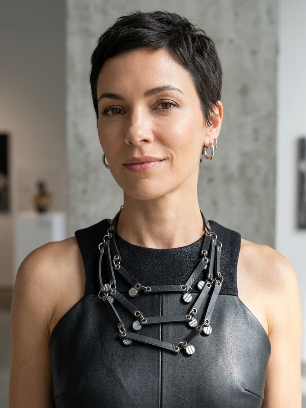 Artisan Handmade Necklace in Rubber and Metal